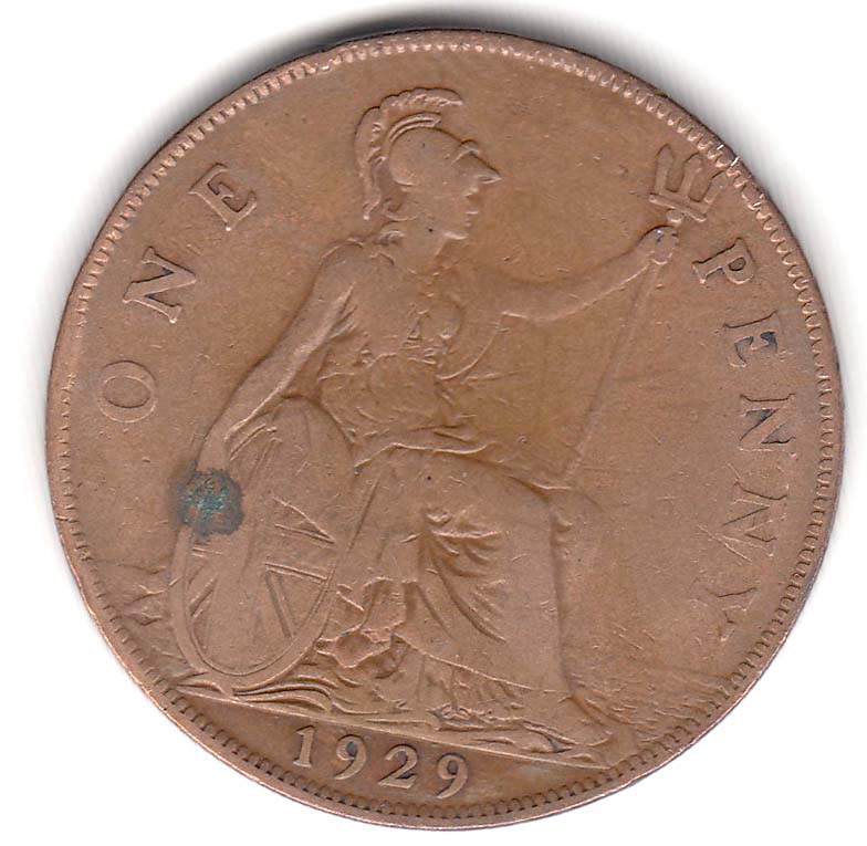 (1929) Монета Великобритания 1929 год 1 пенни &quot;Георг V&quot;  Бронза  VF
